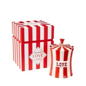 NEW Jonathan Adler Vice Stripe Hand Painted Red & White Love Candle 7.1 Oz